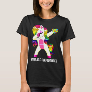 Autism Awareness Embrace Differences Dabbing Unico T-Shirt