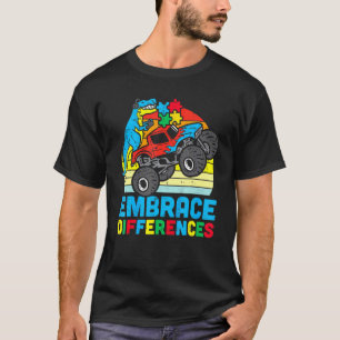 Autism Awareness Embrace Differences Trex Monster T-Shirt