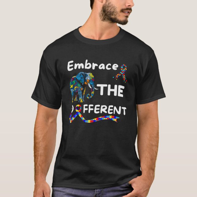 Autism Awareness Embrace Different Elephant Unmask T-Shirt (Front)