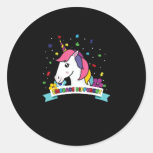 Autism Awareness - Embrace Different Unicorn T-Shi Classic Round Sticker