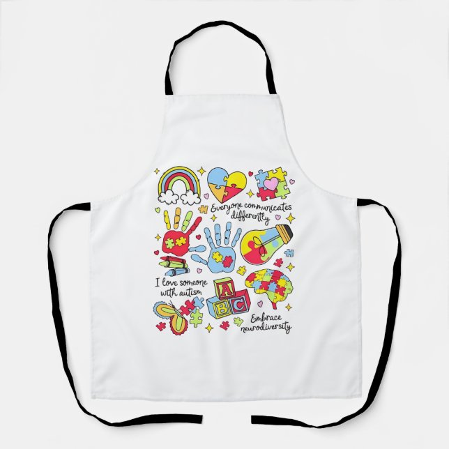 Autism Awareness Embrace Diversity Neuro Inclusive Apron (Front)