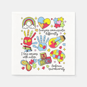 Autism Awareness Embrace Diversity Neuro Inclusive Napkin