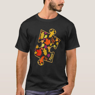 Autism Awareness Fall Leaf Autumn Thanksgiving Puz T-Shirt