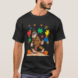 Autism Awareness Fall Leaf Autumn Thanksgiving Puz T-Shirt