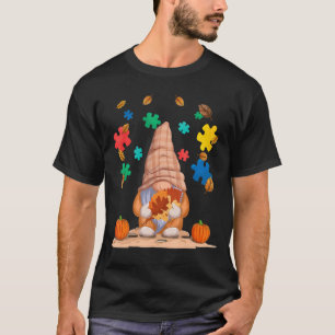Autism Awareness Fall Leaf Autumn Thanksgiving Puz T-Shirt