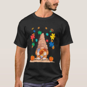 Autism Awareness Fall Leaf Autumn Thanksgiving Puz T-Shirt