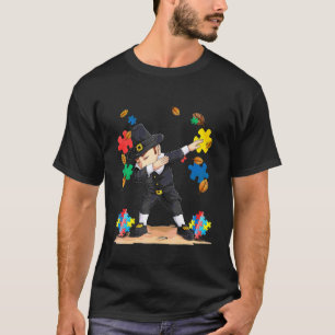 Autism Awareness Fall Leaf Autumn Thanksgiving Puz T-Shirt