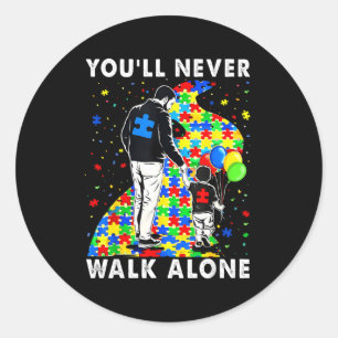 Autism Awareness Father And Son Puzzle Road Suppor Classic Round Sticker