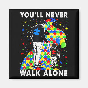 Autism Awareness Father And Son Puzzle Road Suppor Magnet