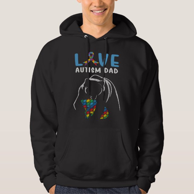 Autism Awareness Father Love Proud Autism Daughter Hoodie (Front)