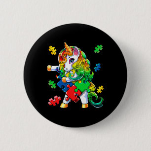 Autism Awareness Flossing Unicorn Puzzle Piece Gif 6 Cm Round Badge