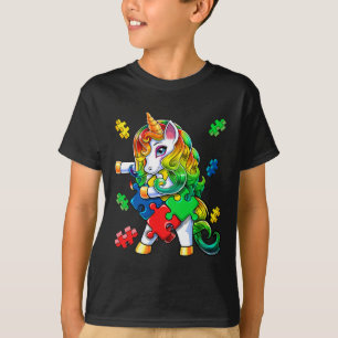 Autism Awareness Flossing Unicorn Puzzle Piece Gif T-Shirt