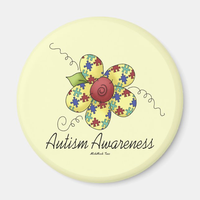 Autism Awareness Flower Magnet (Front)
