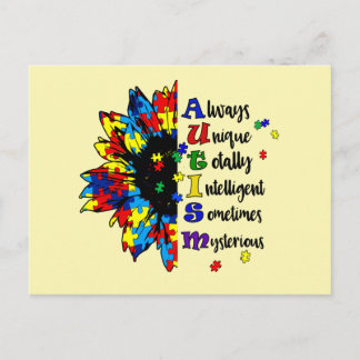 Autism awareness flower postcard