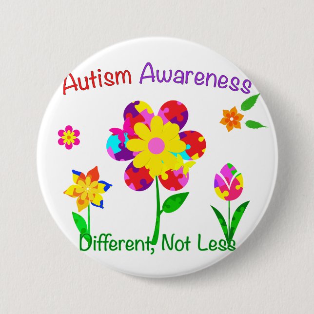Autism Awareness Flowers 7.5 Cm Round Badge (Front)