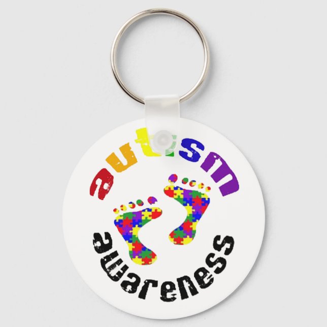 Autism awareness footprints keyring (Front)