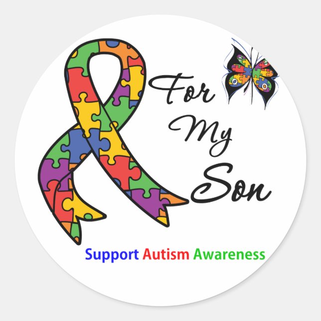 Autism Awareness For My Son Classic Round Sticker (Front)