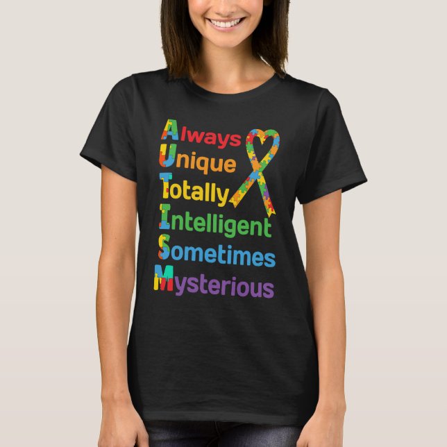 Autism Awareness for Proud Mum Dad Support Autisti T-Shirt (Front)