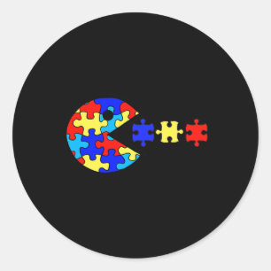 Autism Awareness Fun Autism Puzzle Piece Video Gam Classic Round Sticker