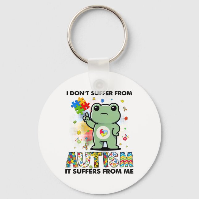 Autism Awareness Funny Frog Meme Autism Support  Key Ring (Front)
