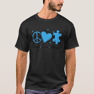 Autism Awareness Funny Peace Love Puzzle Kids Boys T-Shirt