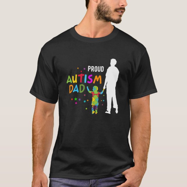 Autism Awareness Gifts for Men - Proud Autism Dad T-Shirt (Front)