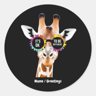 Autism Awareness Giraffe It’s OK to Be Different  Classic Round Sticker