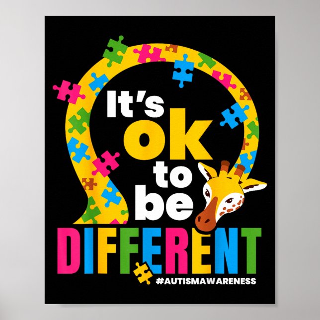 Autism Awareness Giraffe It’s Ok To Be Different G Poster (Front)
