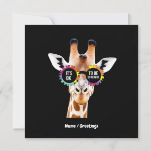 Autism Awareness Giraffe It’s OK to Be Different Invitation