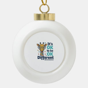 Autism Awareness Giraffe It’s OK to Be Different S Ceramic Ball Christmas Ornament