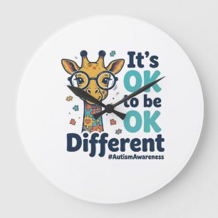 Autism Awareness Giraffe It’s OK to Be Different S Large Clock