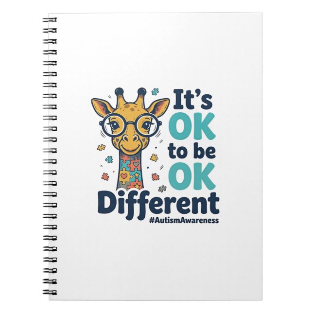 Autism Awareness Giraffe It’s OK to Be Different S Notebook (Front)