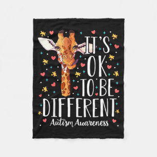 Autism Awareness Giraffe Its Ok To Be Different Au Fleece Blanket