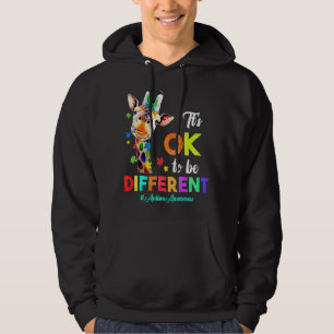 Autism Awareness Giraffe Puzzle Piece Its Ok To Be Hoodie