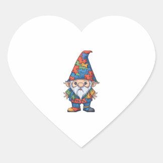 Autism Awareness Gnome - Celebrate Neurodiversity  Heart Sticker