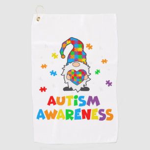 Autism Awareness Gnomes Heart Golf Towel