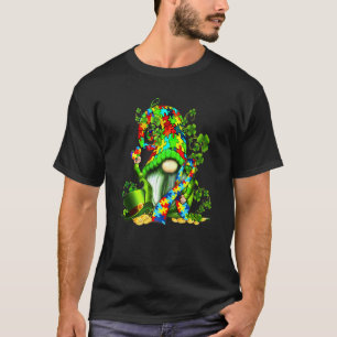 Autism Awareness Gnomies Holding Ribon Puzzle Piec T-Shirt