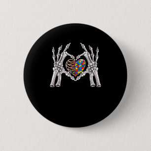 Autism Awareness Gothic Skull Hand Autism Puzzle P 6 Cm Round Badge