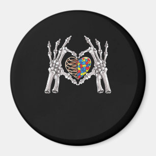 Autism Awareness Gothic Skull Hand Autism Puzzle P Magnet