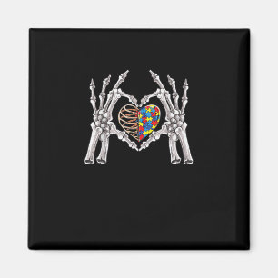 Autism Awareness Gothic Skull Hand Autism Puzzle P Magnet