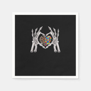 Autism Awareness Gothic Skull Hand Autism Puzzle P Napkin