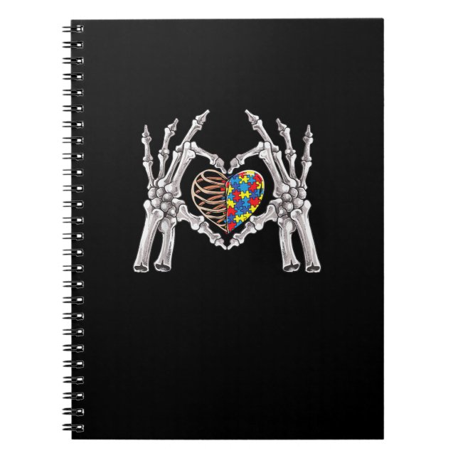 Autism Awareness Gothic Skull Hand Autism Puzzle P Notebook (Front)