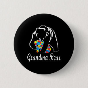 Autism Awareness Grandma Bear Support Autistic Adu 6 Cm Round Badge