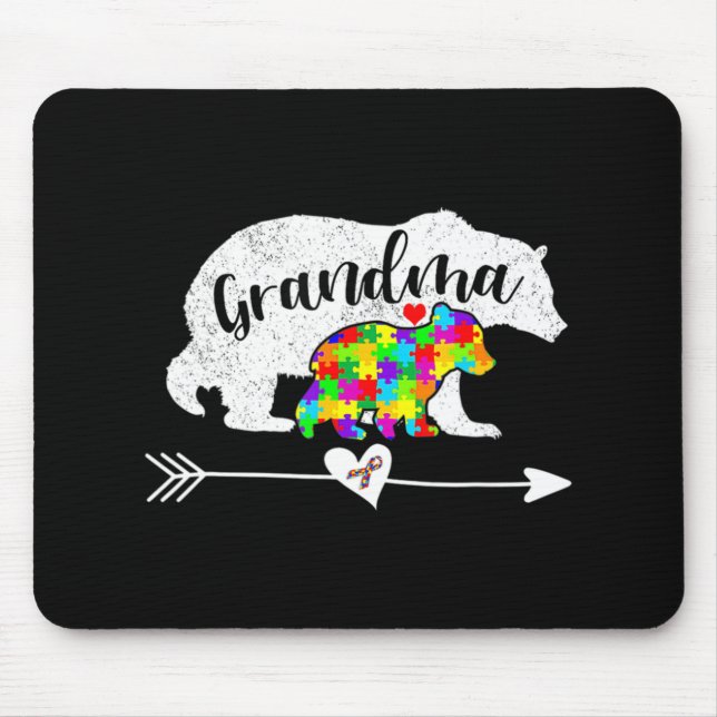 Autism Awareness Grandma Bear Support Autistic Adu Mouse Pad (Front)