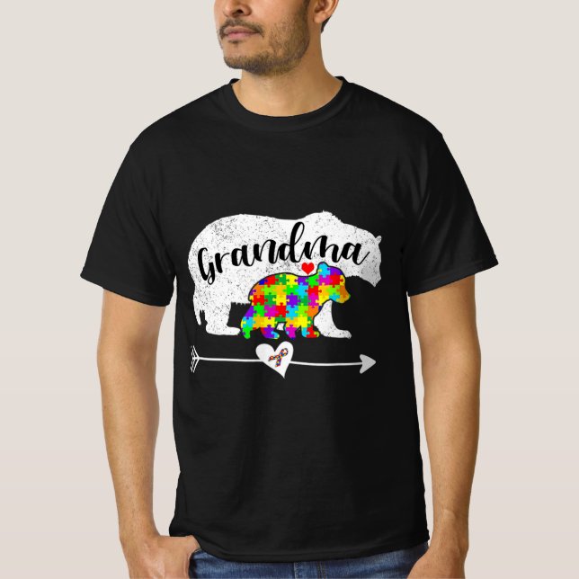 Autism Awareness Grandma Bear Support Autistic Adu T-Shirt (Front)