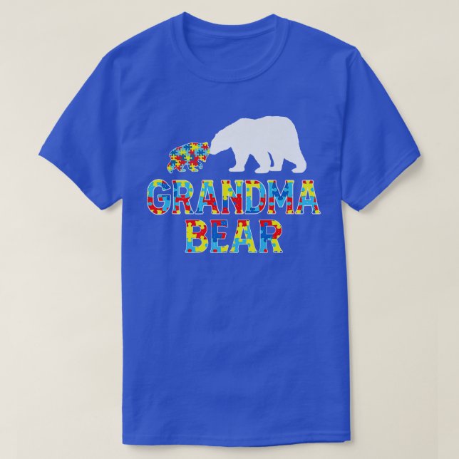 Autism Awareness Grandma Bear Support Autistic Pre T-Shirt (Design Front)