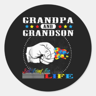 Autism Awareness Grandpa Grandson Best Friend For Classic Round Sticker