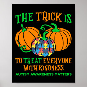 Autism Awareness Halloween Fall October Puzzle Pum Poster