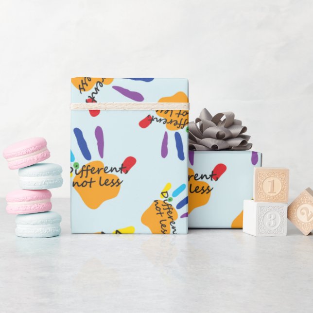 Autism Awareness Hands Different Not Less Special Wrapping Paper (Baby Shower)