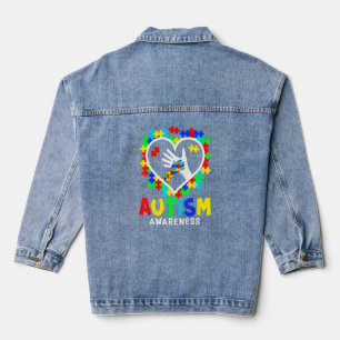 Autism Awareness Hands In Heart Puzzle Piece Autis Denim Jacket